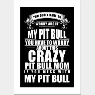 If You Mess With My Baby Pitbull Mom T-Shirt Posters and Art